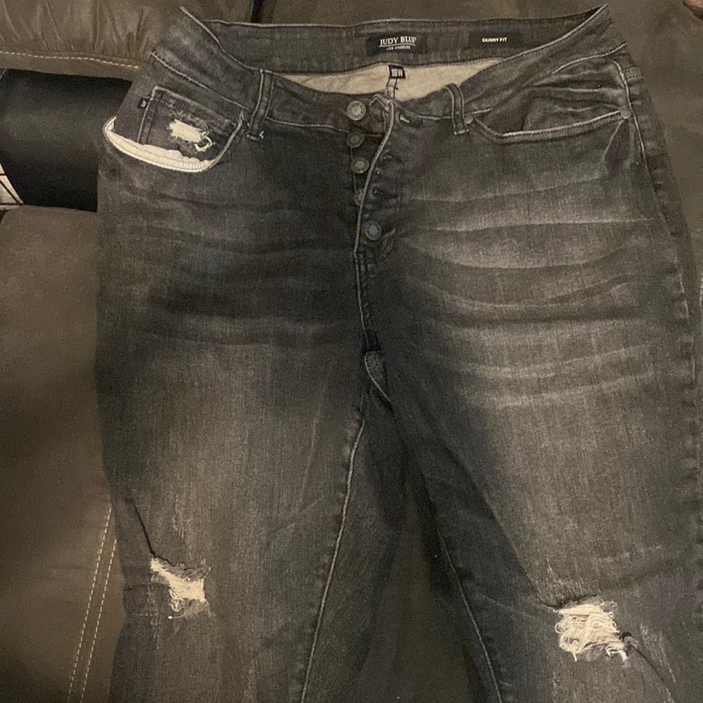 Judy Blue jeans size 18W distressed black jeans
